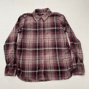 Carhartt Plaid Flannel Button Up Shirt Cotton Purple Womens Medium Workwear